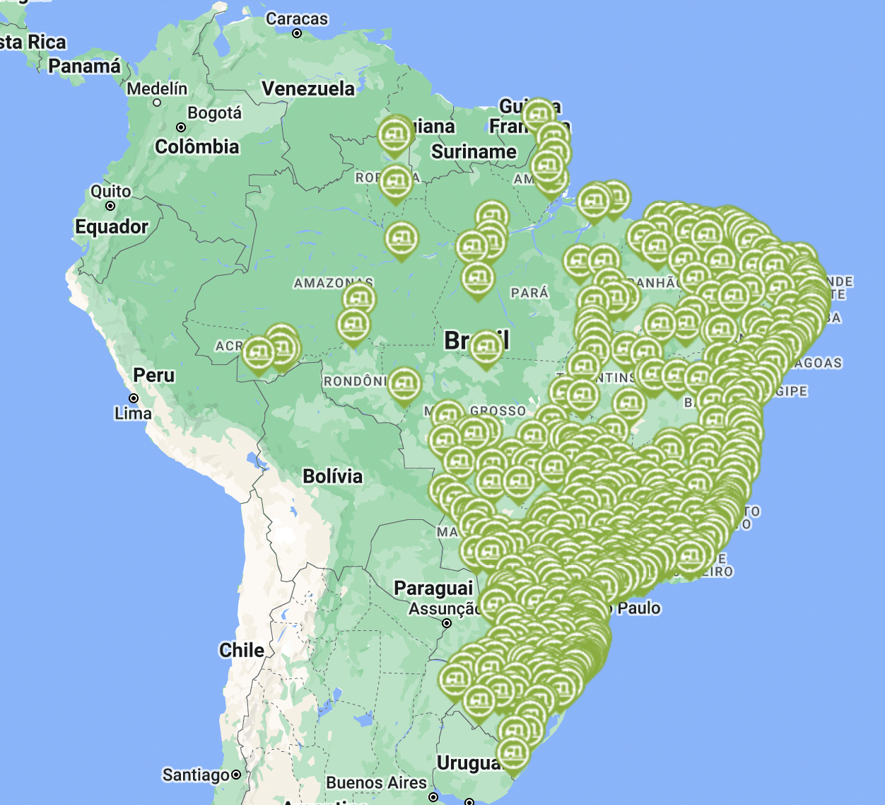 Mapa com postos de apoio- Fonte: MaCamp